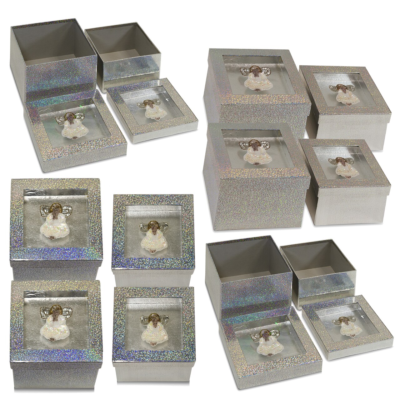 Value Pack of 24 Hologram Gift Box Sets with Decorative Angel